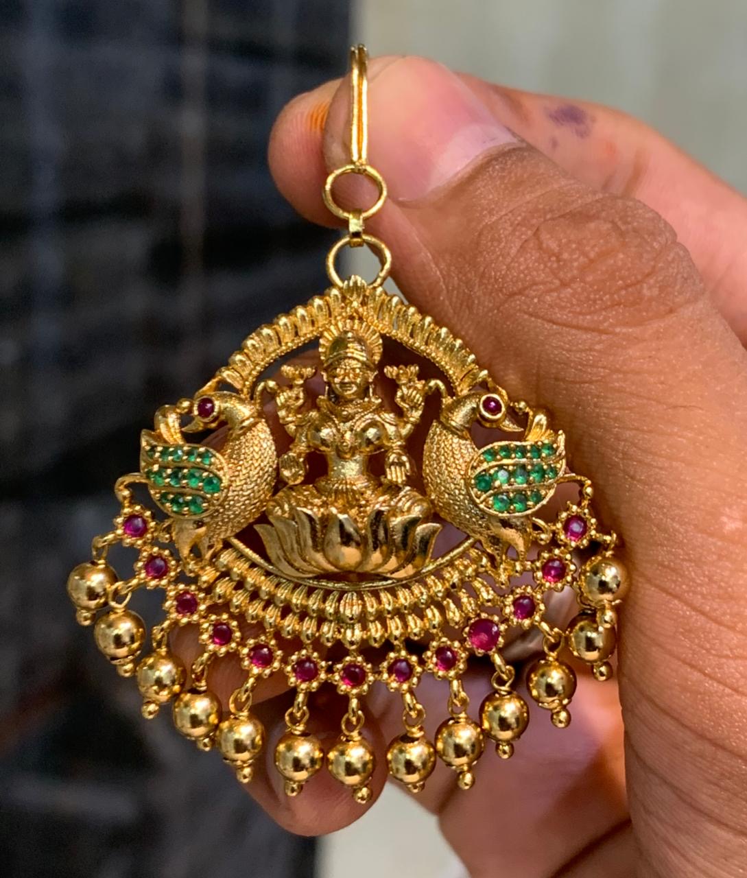 Premium Antique Maang Tikkas - Lakshmi Motif Pendant Tikka