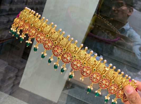 Traditional Temple Jewelry Premium finish Peacock Hipbelt for the Traditional you- Green