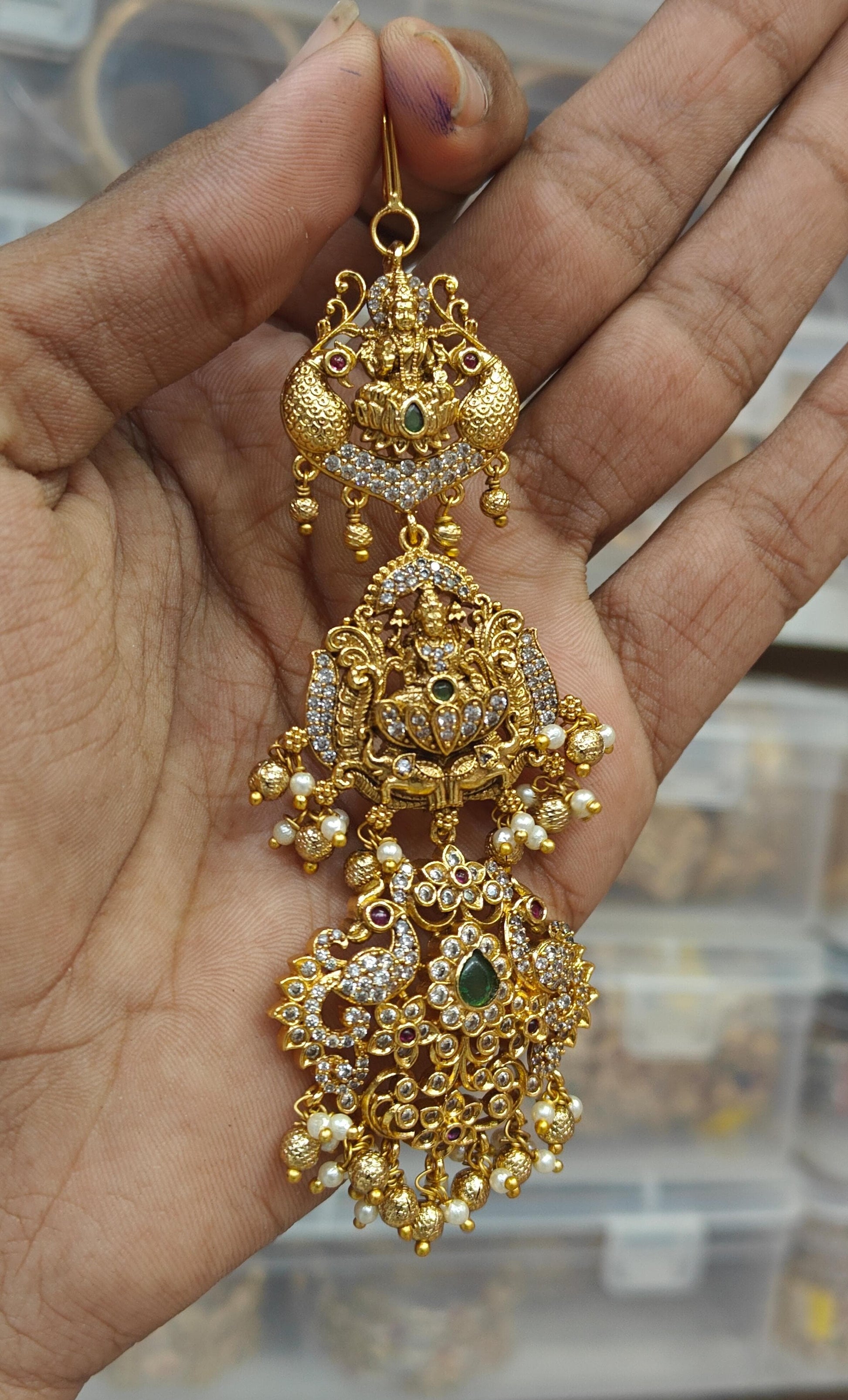 Dazzling Bridal Lakshmi Tikkas- Premium Antique Temple Jewelry