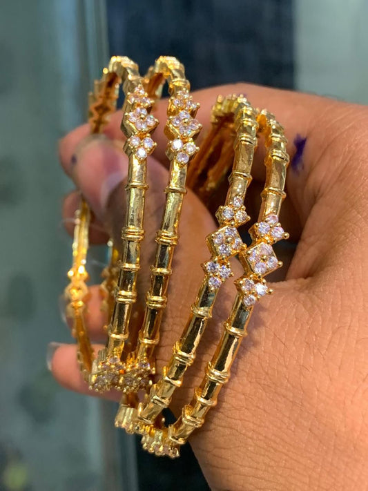 DesignerWear Premium Quality CZ Stone Fashion Bangles - Set Of 2