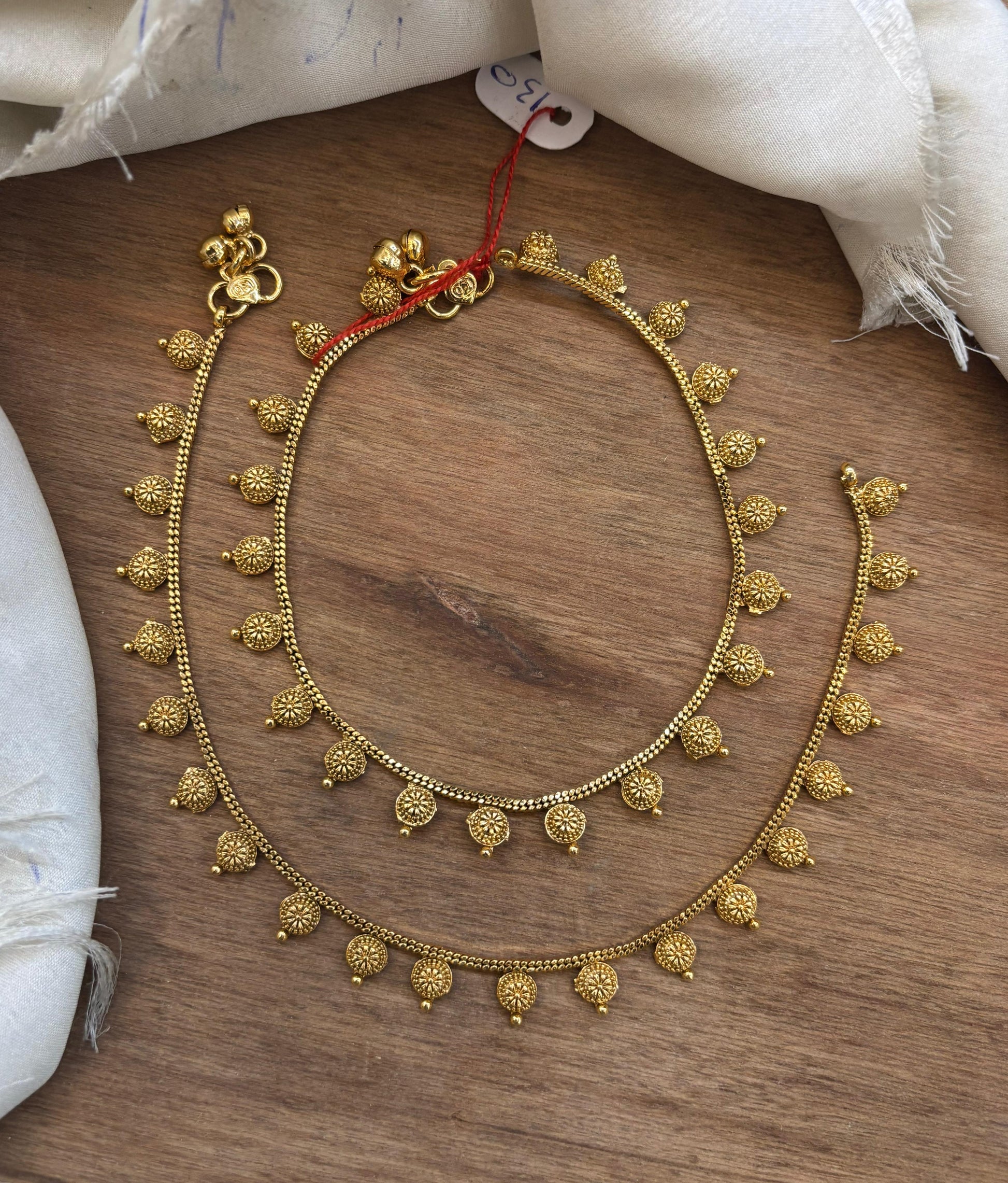Designer Anklets ,Antique Payal  - 1 Pair - 10 Inch