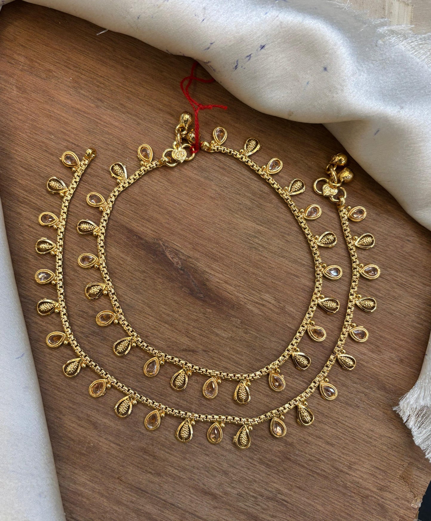 Designer Antique Payal, Anklets - 1 Pair - 10 Inch