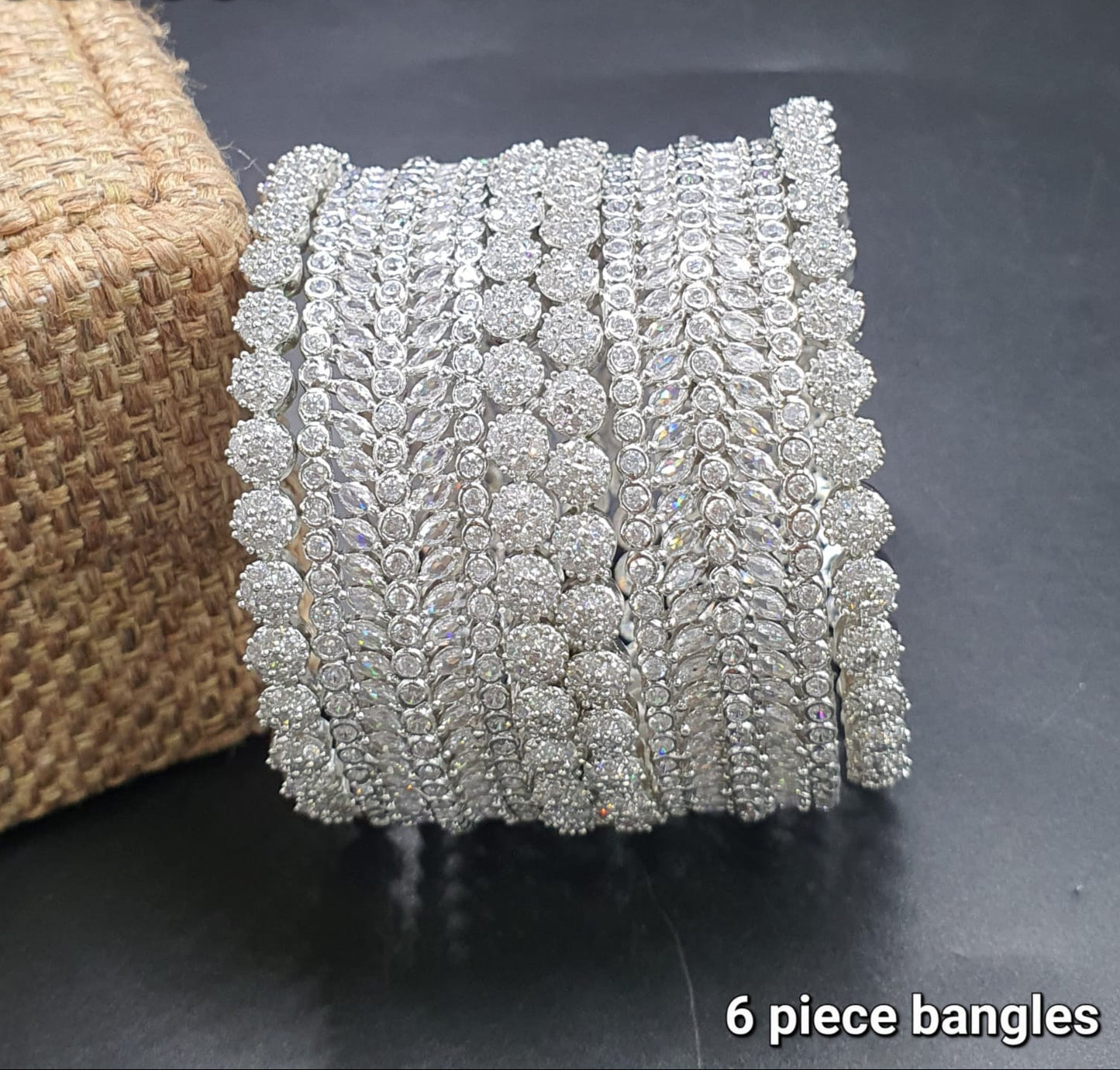Designer Bridal Premium Quality CZ Stone Bangle Set - 6 Pieces