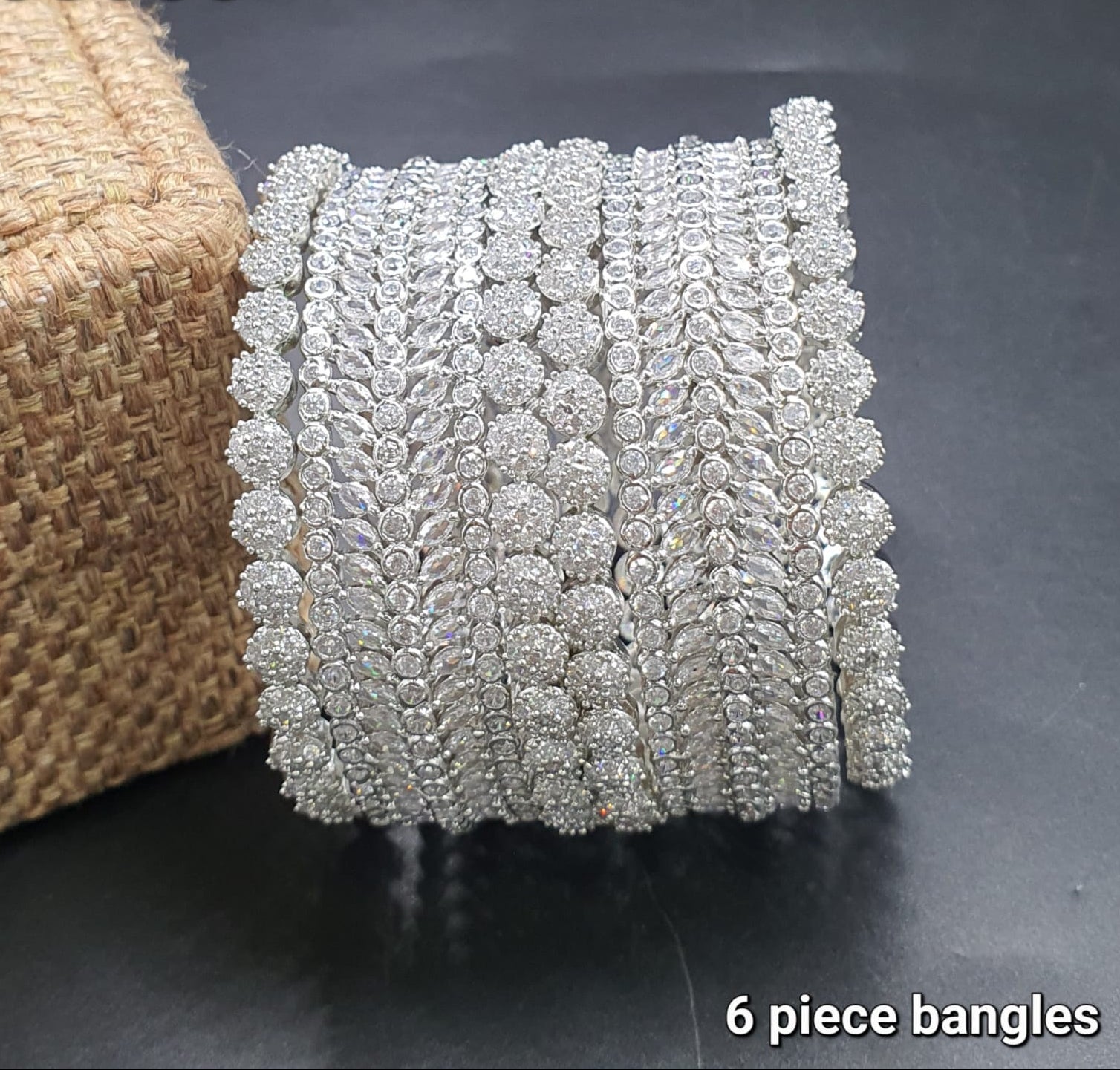 Designer Bridal Premium Quality CZ Stone Bangle Set - 6 Pieces
