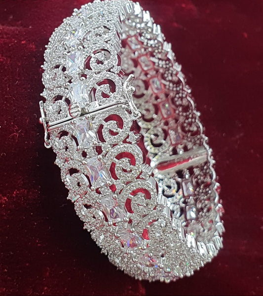Designer Wear Premium Silver Finish Openable Kada Bangles - 1 Piece