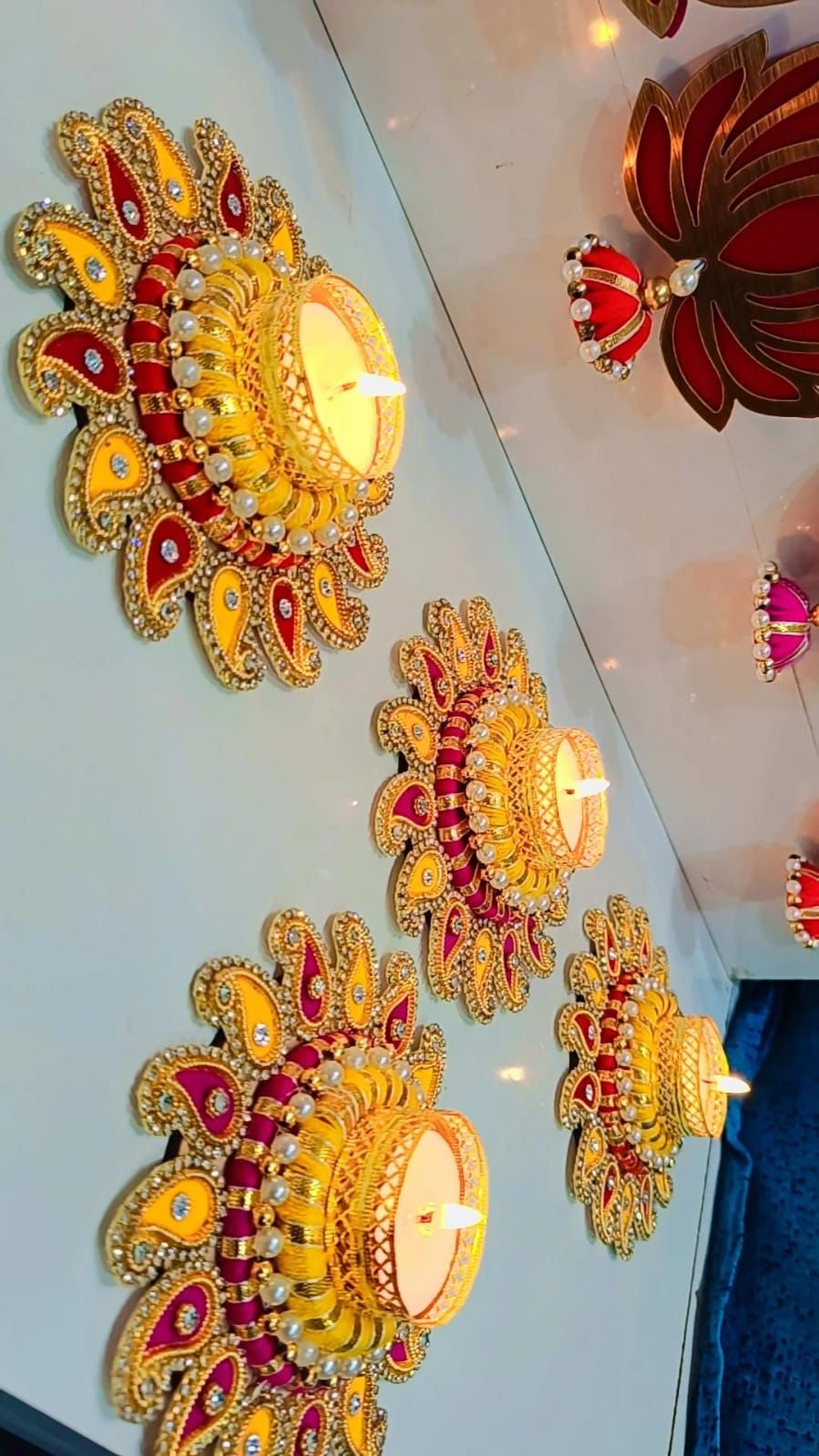 All New Kari T-Light holder with Handwork - Set of 5- Navratri Gifts -Diwali Gifts