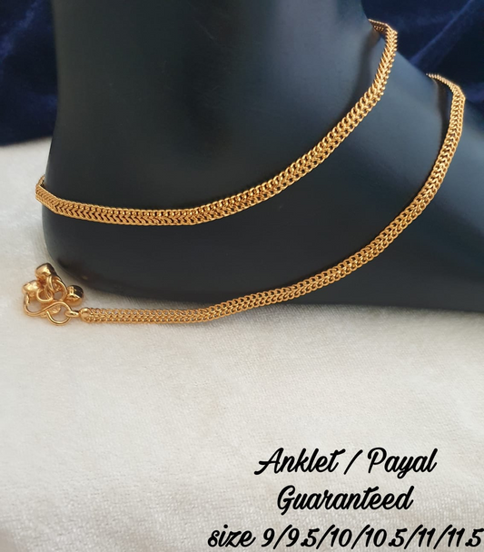 Cute Anklets, Designer Gold plated Payal- 1 pair