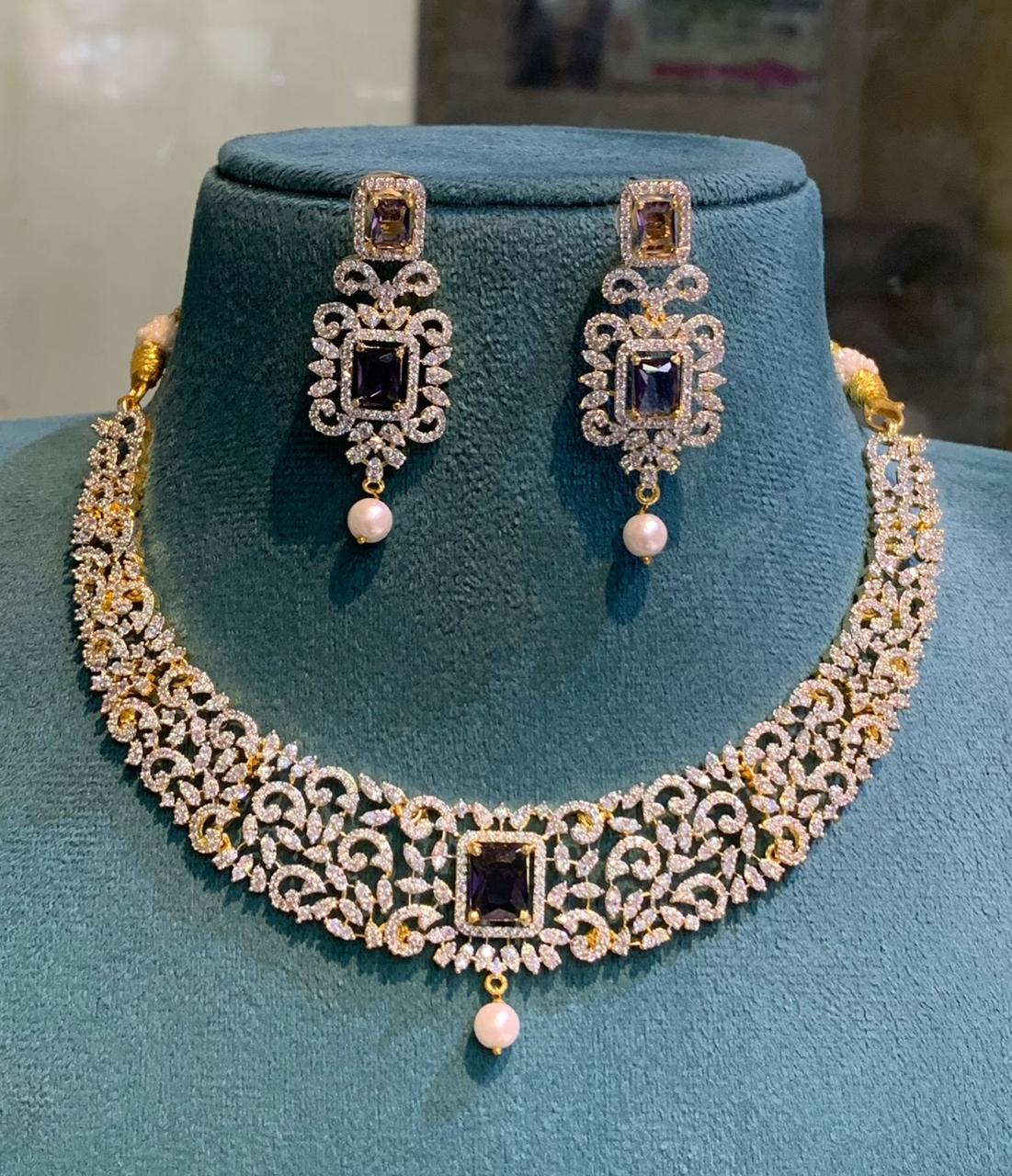 Elegant GJ Polish Bridal Necklace With Jhumkas- Premium Quality