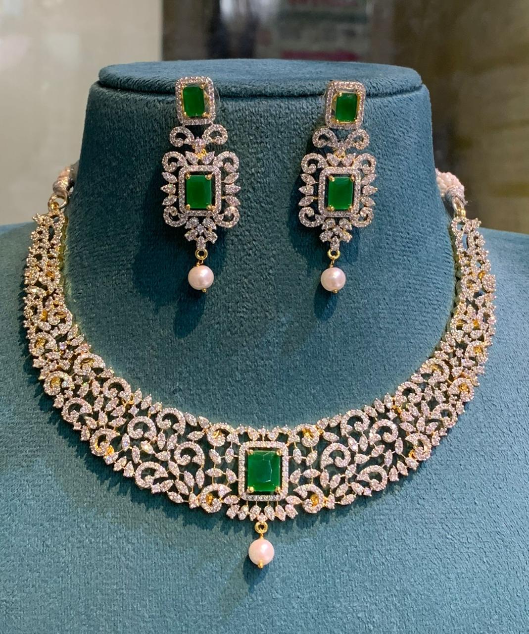Elegant GJ Polish Bridal Necklace With Jhumkas- Premium Quality