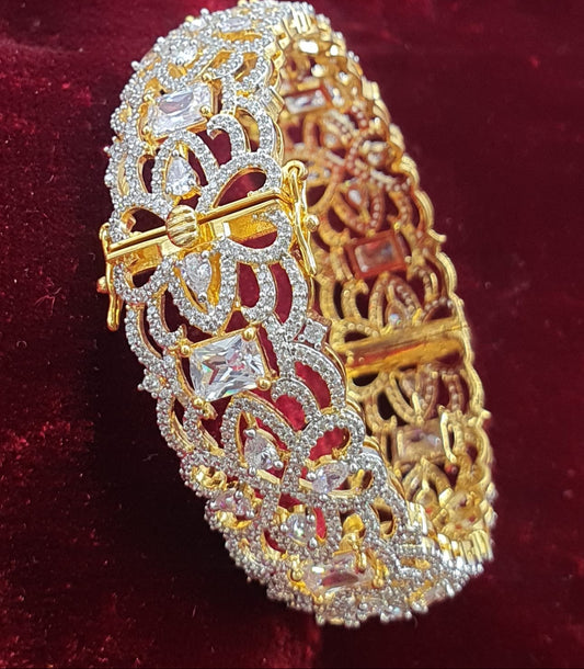 Elegant Gold-Plated American Diamond Openable Kada Bangles - 1 Piece