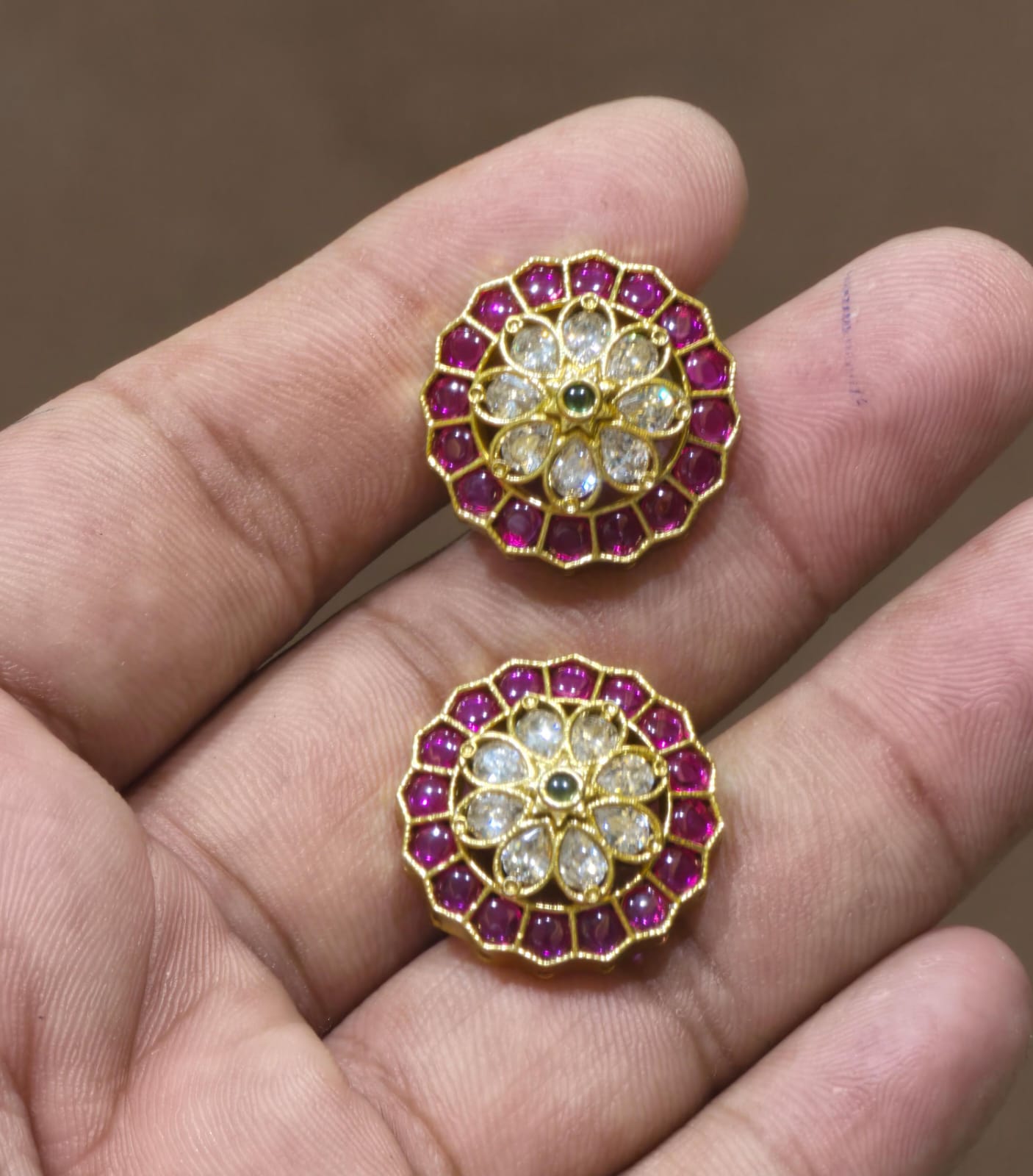 Elegant Matte Finish Kemp Stone Stud Earrings