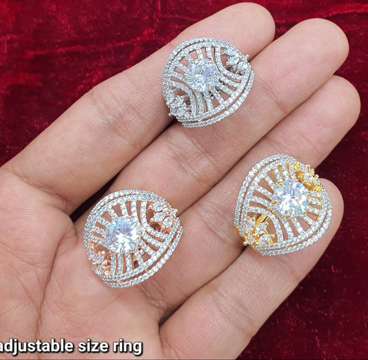 Elegant Premium Adjustable AD Stone Adjustable Rings - 1 Piece
