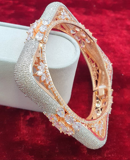 Elegant Premium Bridal Style  American Diamond Stone Bangles - Set Of 2