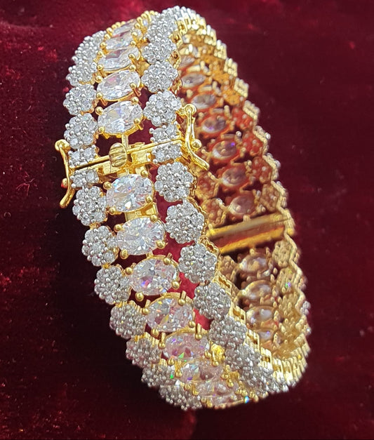 Elegant Premium Partywear Gold Finish Openable Kada Bangles - 1 Piece
