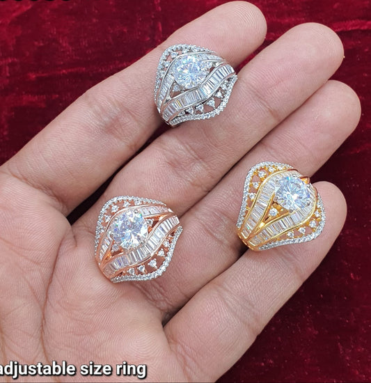 Elegant Premium Quality Adjustable CZ Stone Rings - 1 Piece