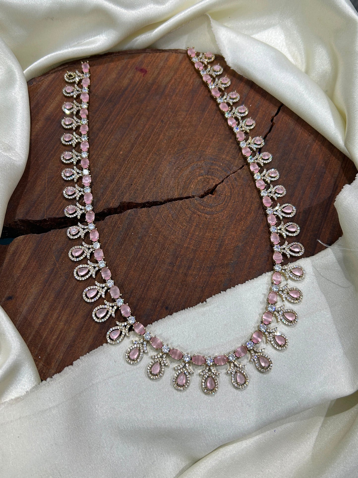 Elegant Silver CZ Leaf Pendant Necklace Set With Earrings - Premium Quality
