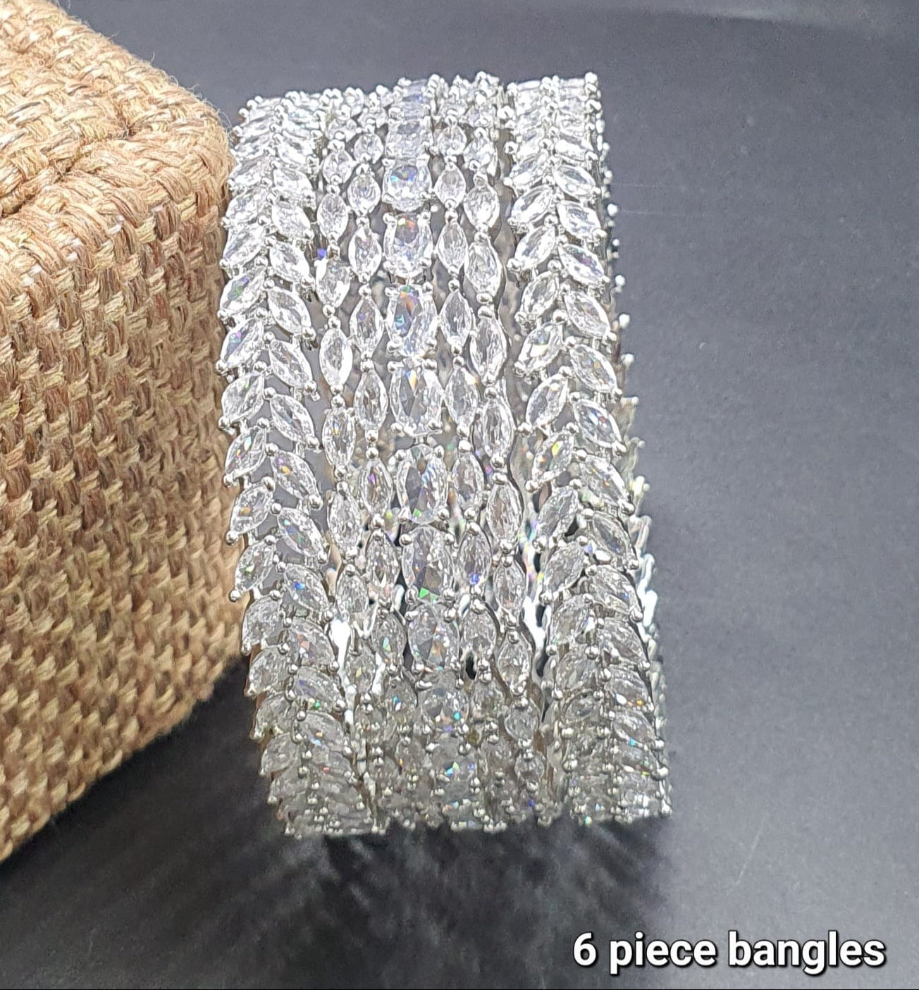 Exquisite Designer Premium Gold Finish CZ Stone Bangle - Set Of 6