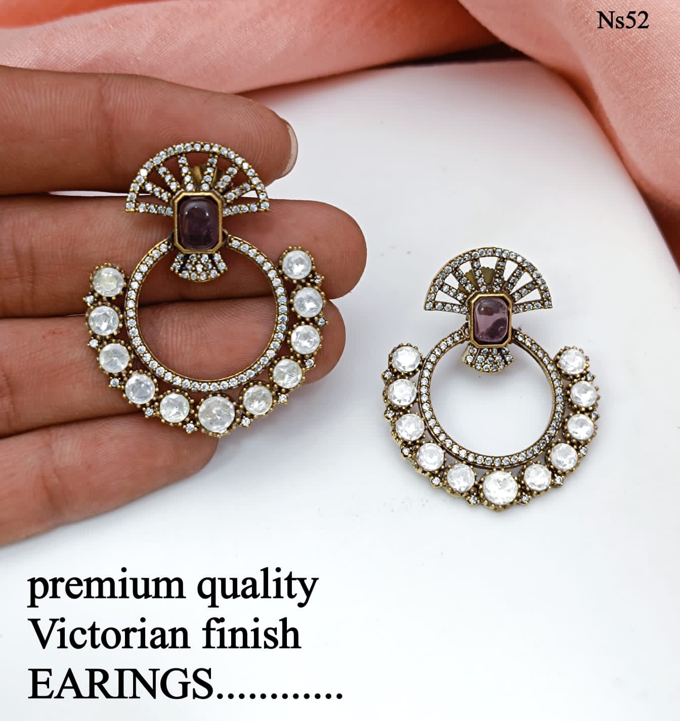 Classy Victorian Finish AD Stone Earrings