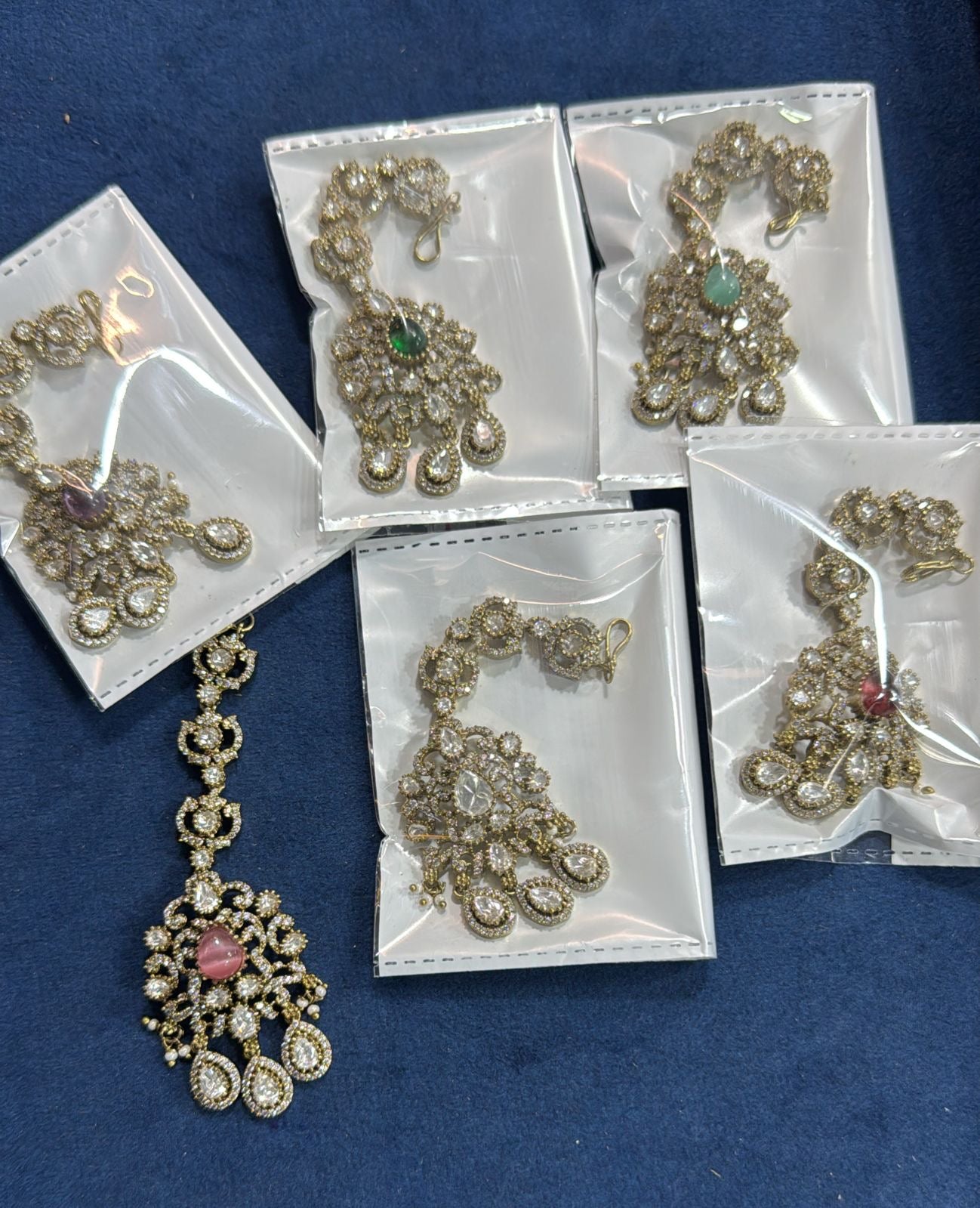 Premium Victorian Polish Moissanite Stone Maang Tikkas