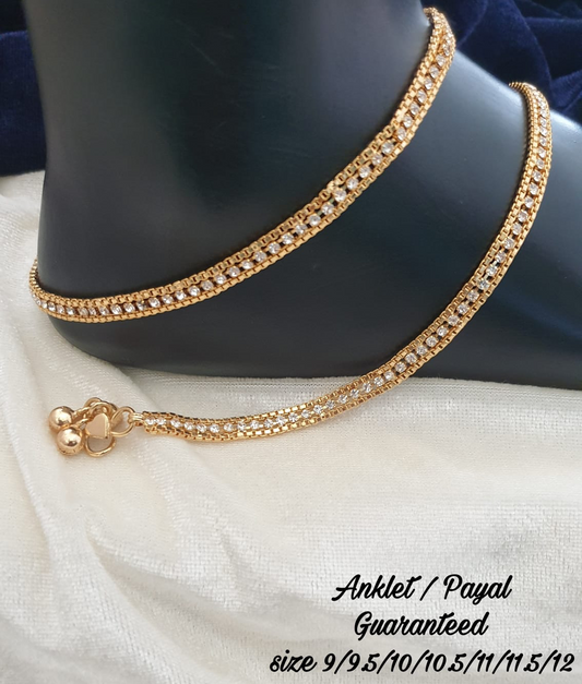 MicroGold Plated Bridal Anklets  - Stone Payal