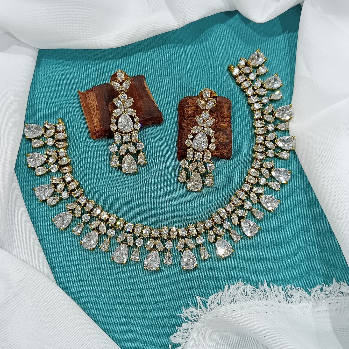 Stunning Premium AD Necklace Set with Earrings