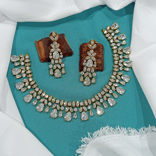Stunning Premium AD Necklace Set with Earrings