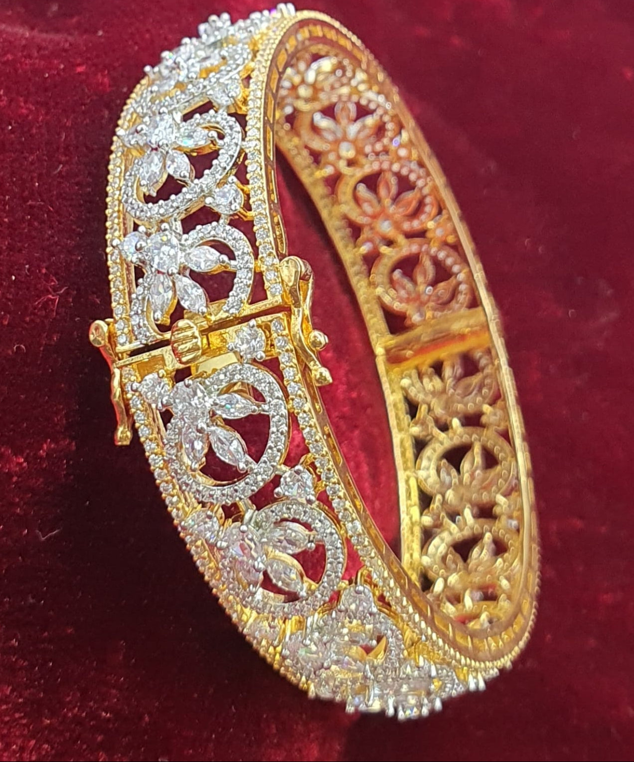 Grand Designer Wear AD Stone Openable Kada Bangles - 1 Piece