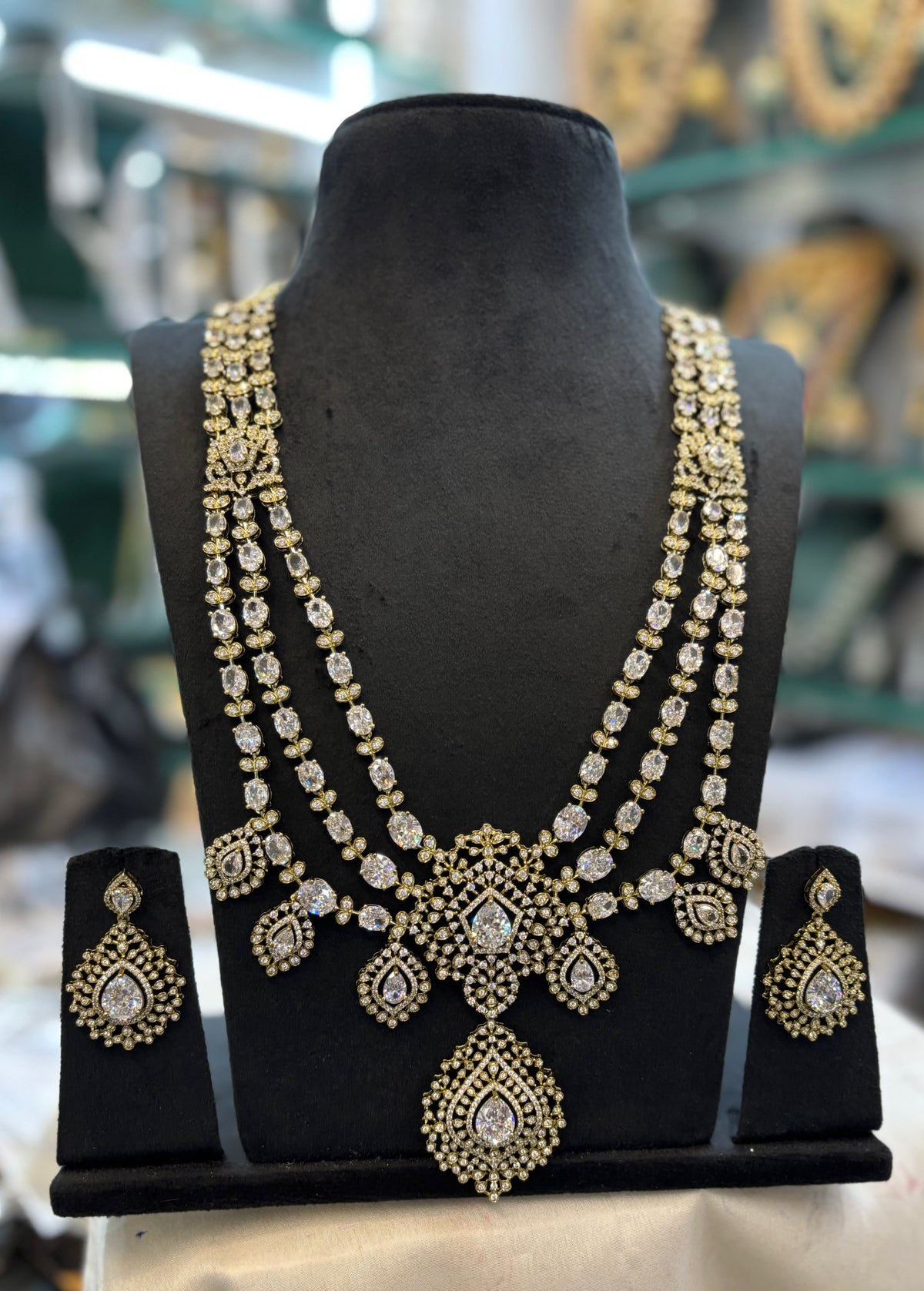 Grand Premium Finish Layer Long Necklace Set with Earrings- Choose from Turquoise, Red, Green, White,Pink, Mint, White