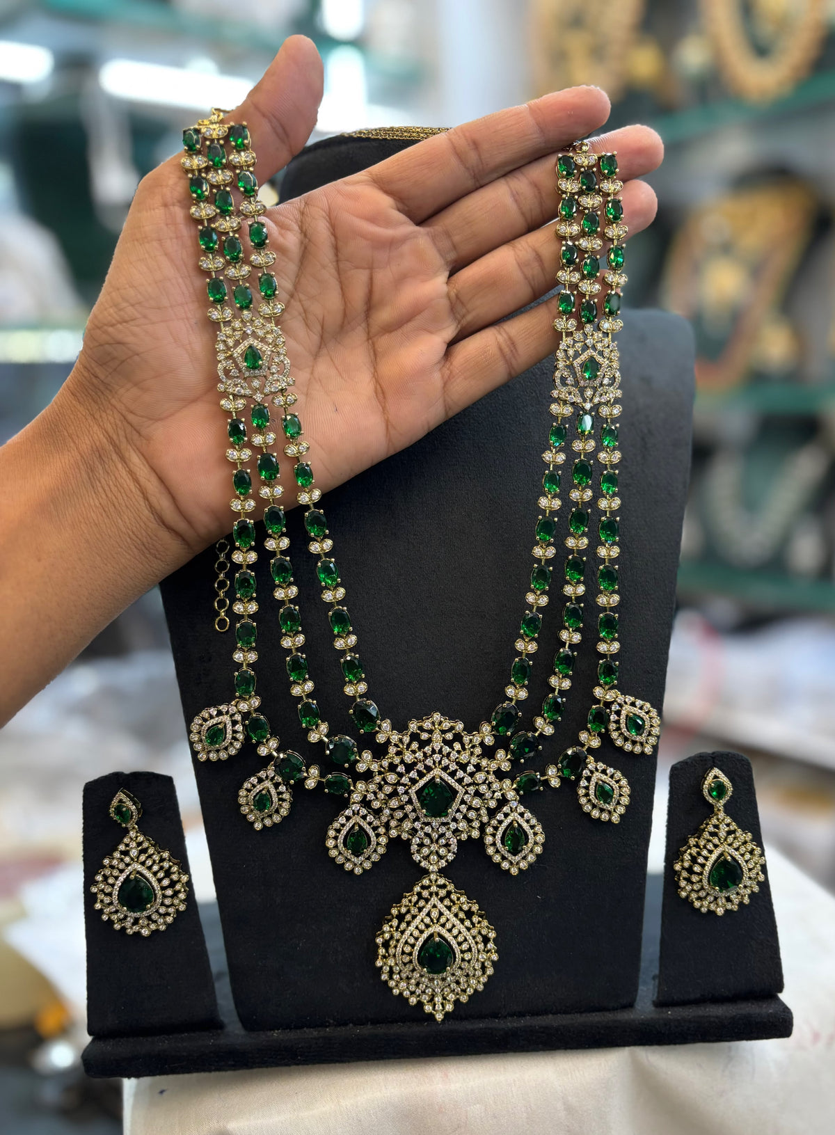 Grand Premium Finish Layer Long Necklace Set with Earrings- Choose from Turquoise, Red, Green, White,Pink, Mint, White