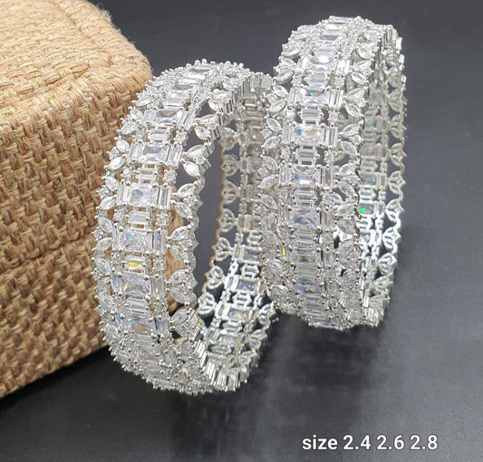 DesignerWear Starcut American Diamond Stone Broad Bangles set of 2-Party Wear jewelry