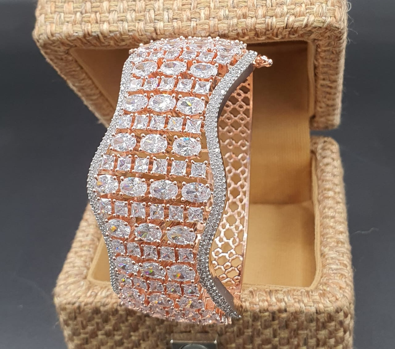 Exquisite Designs- American Diamond Bracelets- White Cz Openable Kada Bangle