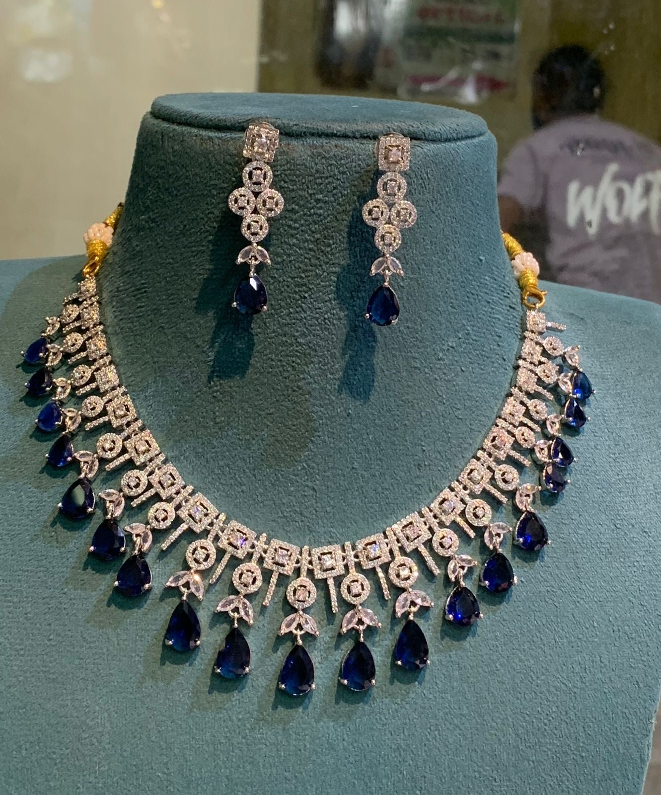 Latest Premium Silver Cz stone Pendant Necklace and Earrings - Choose Your Color