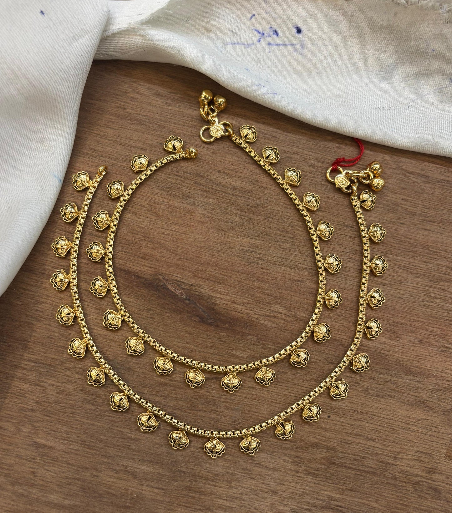 Minimalist Anklets, Designer Antique Payal- 1 pair -10 inch