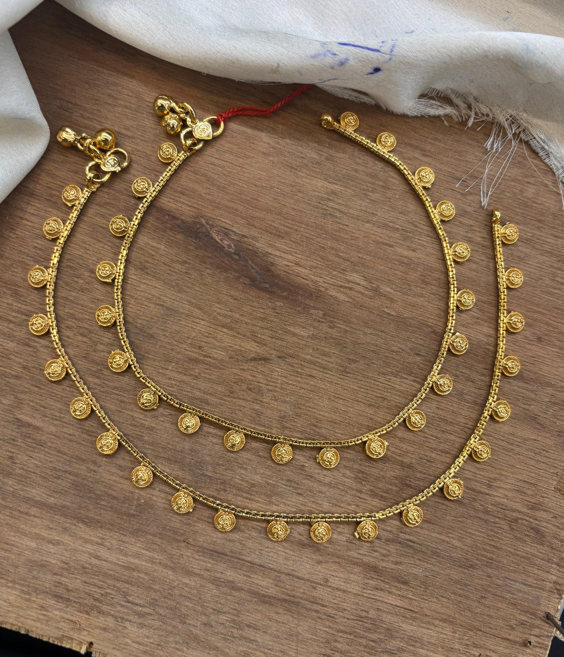 New Anklets, Antique Payal- 1 pair-10 inch
