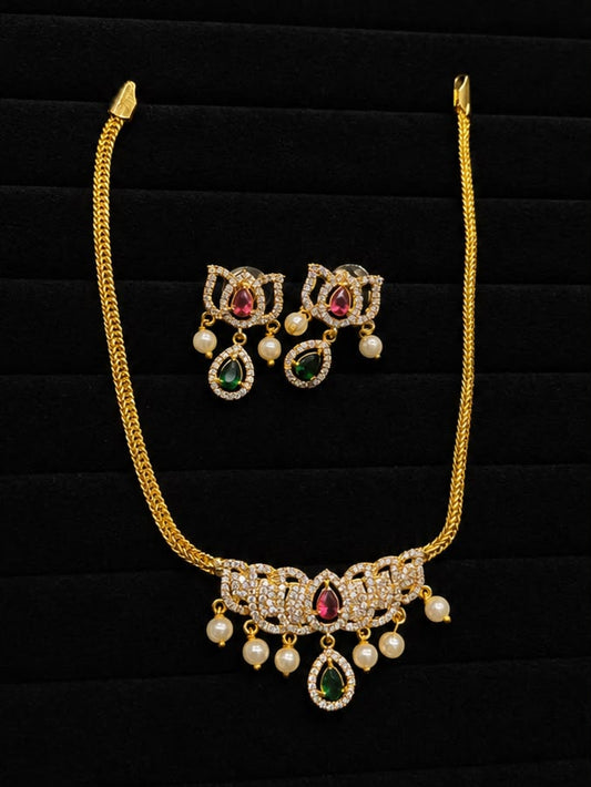 New Lotus Necklace with Drop Earrings -Premium Matte finish