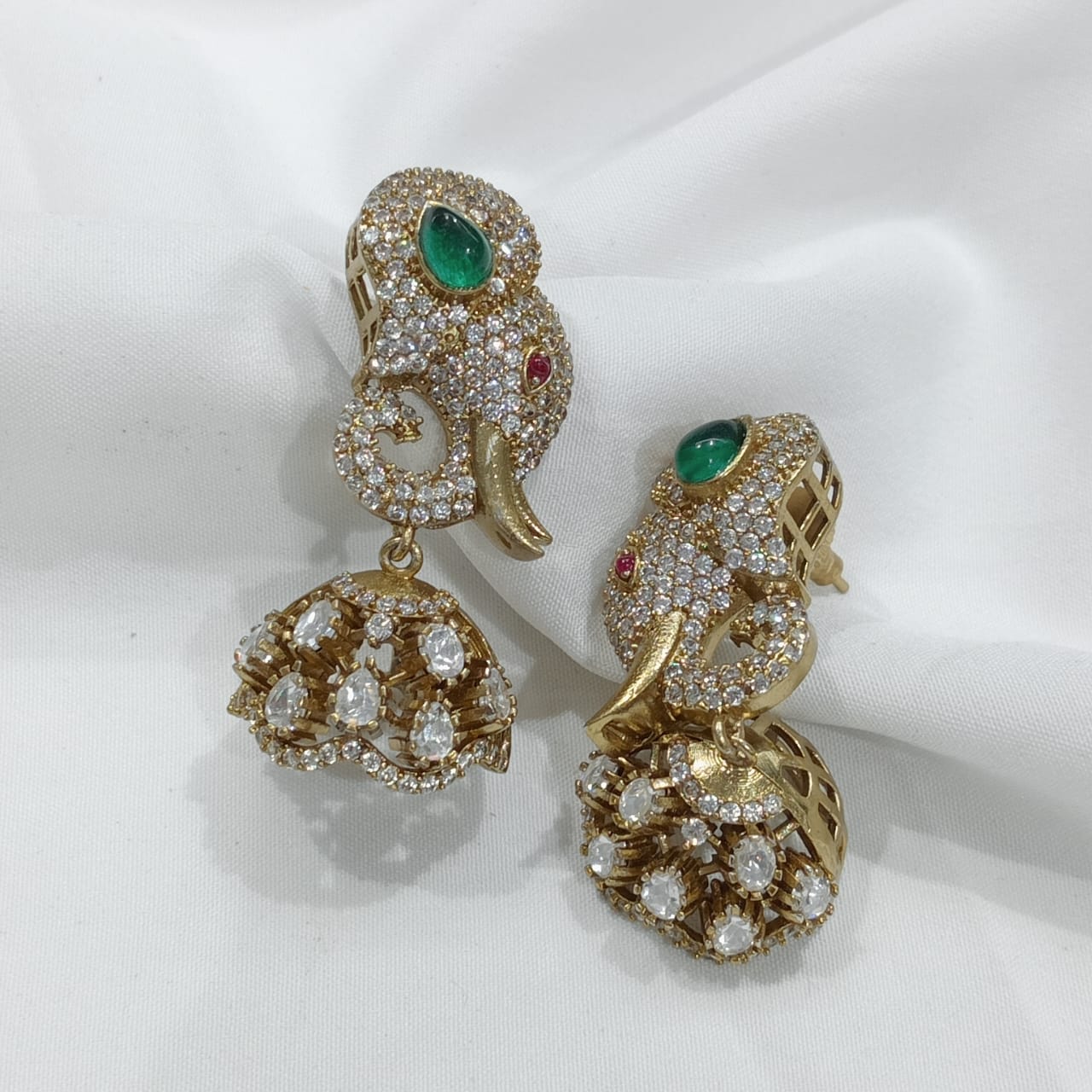 Trendy and Classy Victorian polish Moissanite Stone Jhumka Earrings