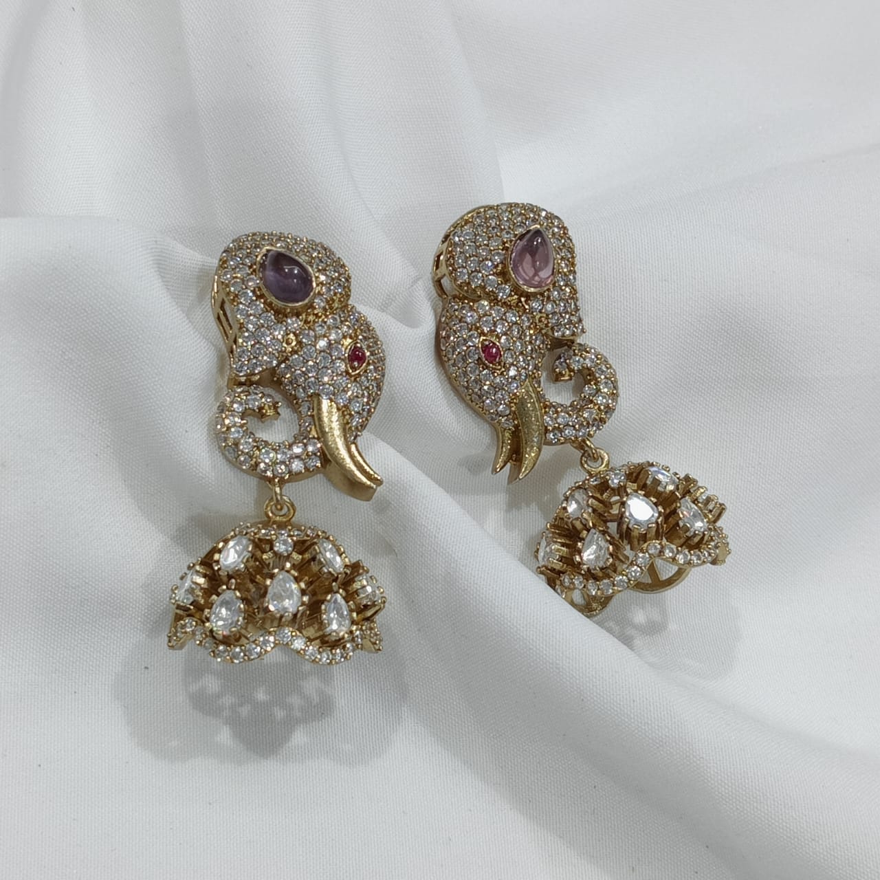 Trendy and Classy Victorian polish Moissanite Stone Jhumka Earrings