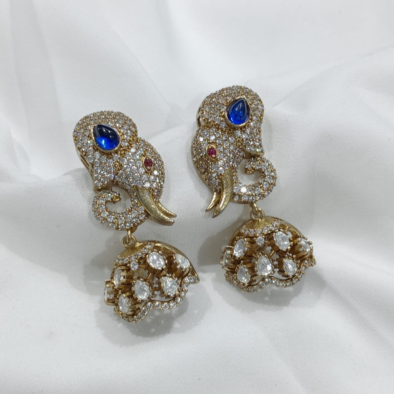 Trendy and Classy Victorian polish Moissanite Stone Jhumka Earrings