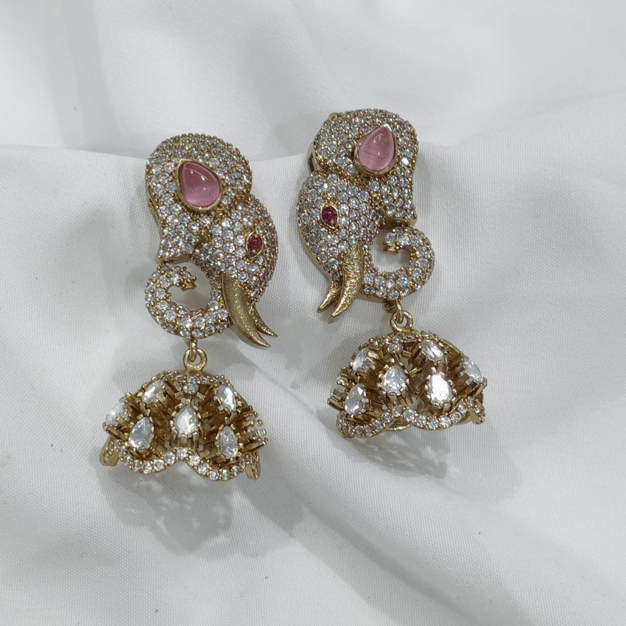 Trendy and Classy Victorian polish Moissanite Stone Jhumka Earrings