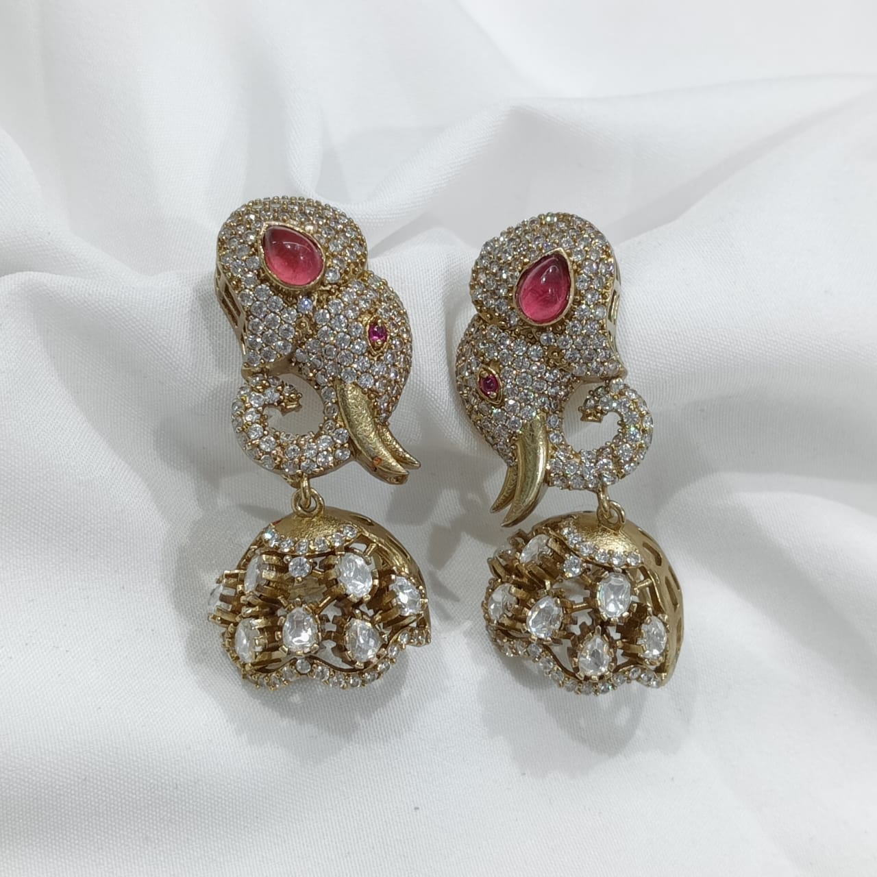 Trendy and Classy Victorian polish Moissanite Stone Jhumka Earrings