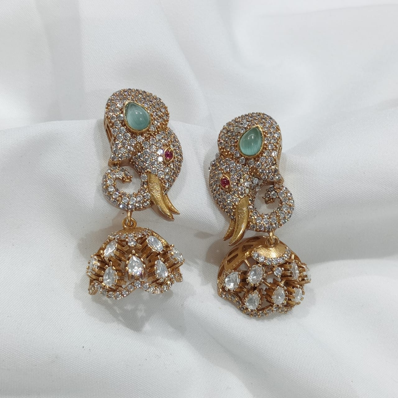 Trendy and Classy Victorian polish Moissanite Stone Jhumka Earrings