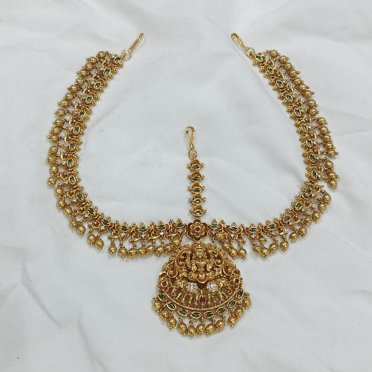 Charming Temple Jewelry Bridal Matte Antique Mathpati Tikkas