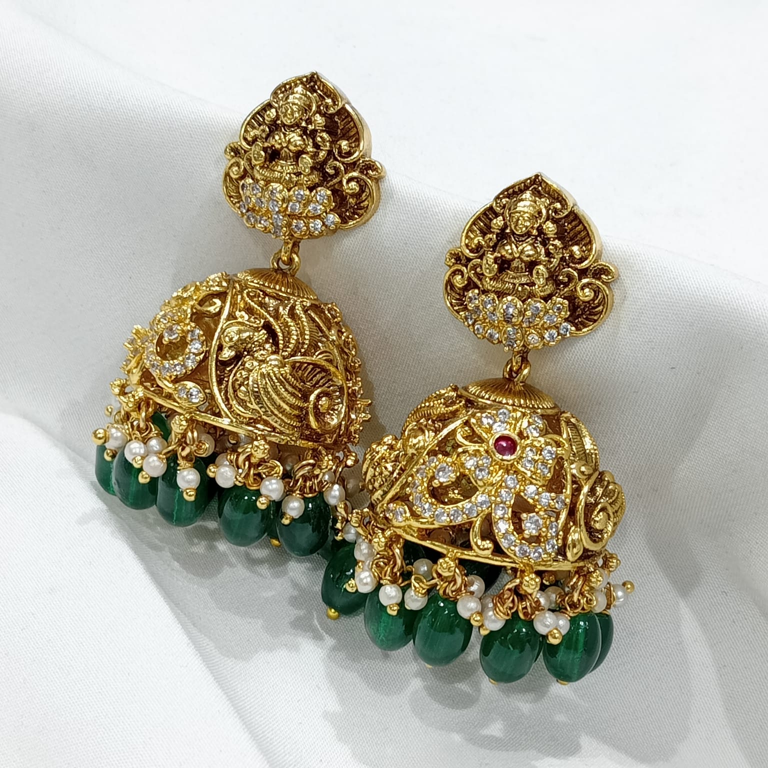 Classy Fusion Temple Jewelry Earrings -Premium Matte Jhumkas