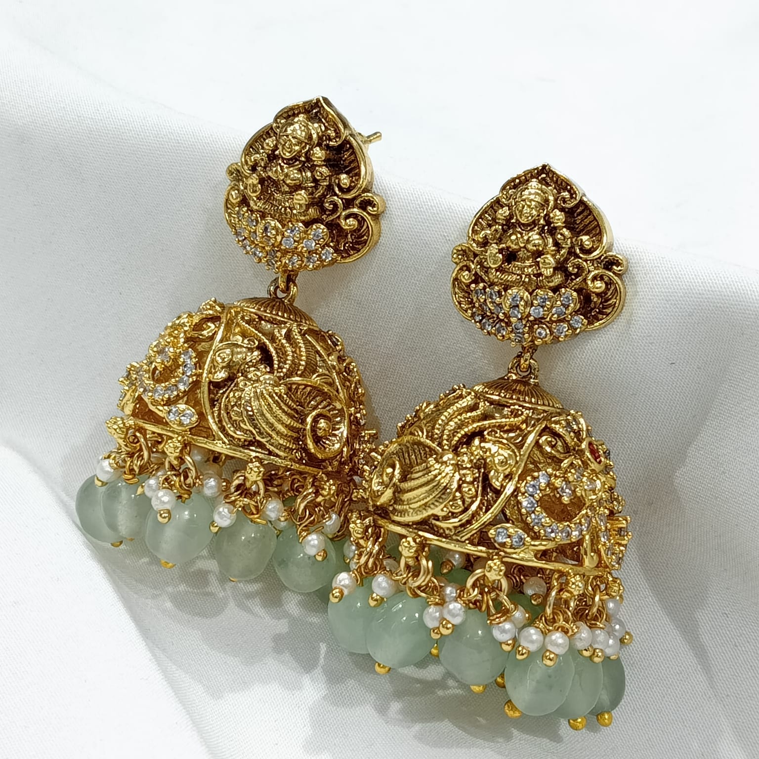 Classy Fusion Temple Jewelry Earrings -Premium Matte Jhumkas