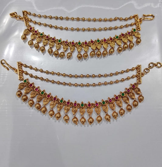 Unique AD Stone Premium Matte Ear chains- Maatal- Chempaswaralu