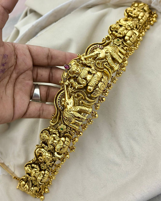 Premium Temple Jewelry GajaLakshmi Matte finish Hipchain for the Traditional you