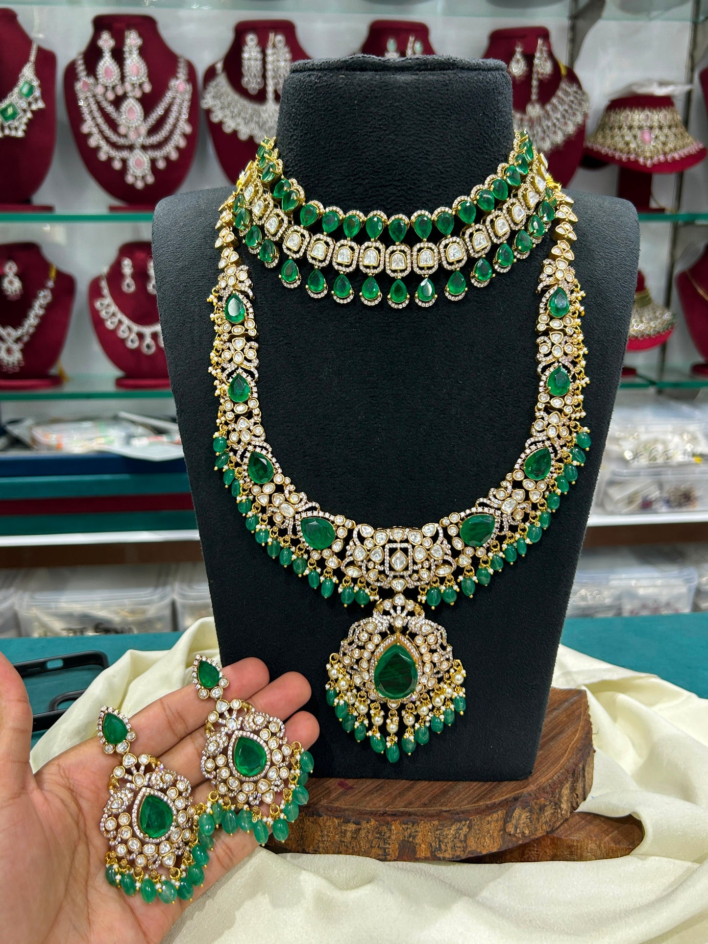 Premium Quality Victorian Bridal Choker, Necklace Set With Earrings