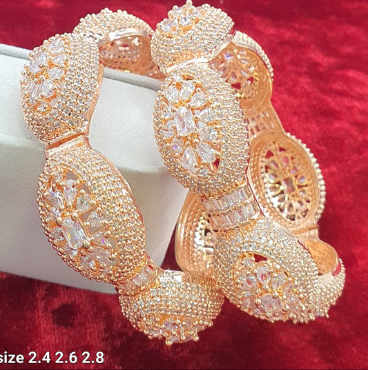 Partywear Premium Openable Kada CZ Stone Designer Bangles – Set of 2