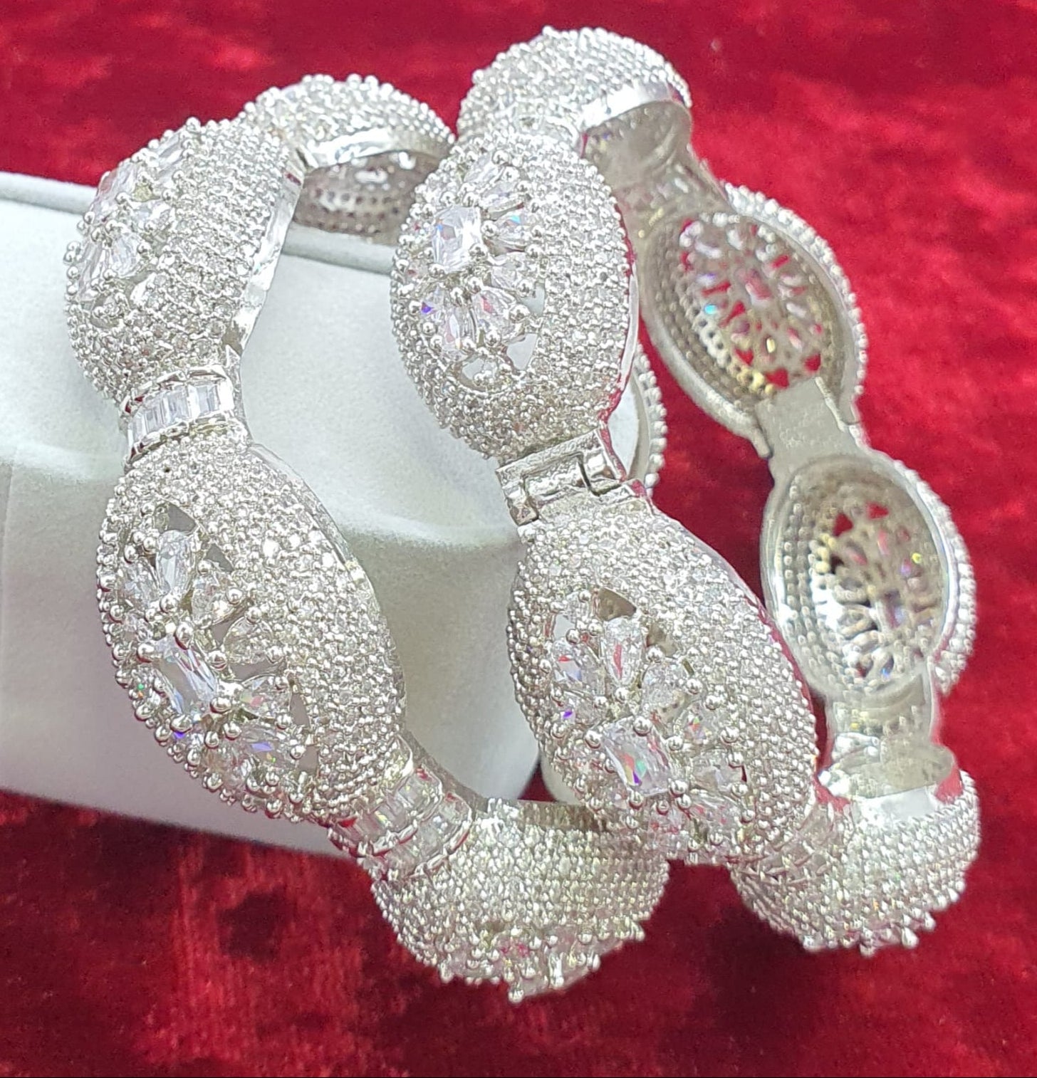 Partywear Premium Openable Kada CZ Stone Designer Bangles – Set of 2