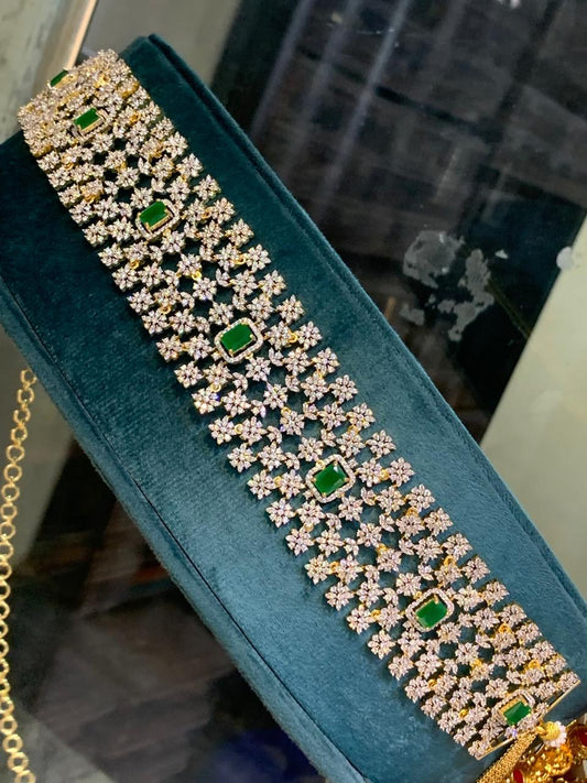 Premium Elegant GJ Polish Hipchain - White Cz Stone Hipbelt